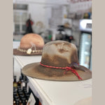 Load image into Gallery viewer, Distressed Hat | Santa Fe - Charcoal with Red Band - 
